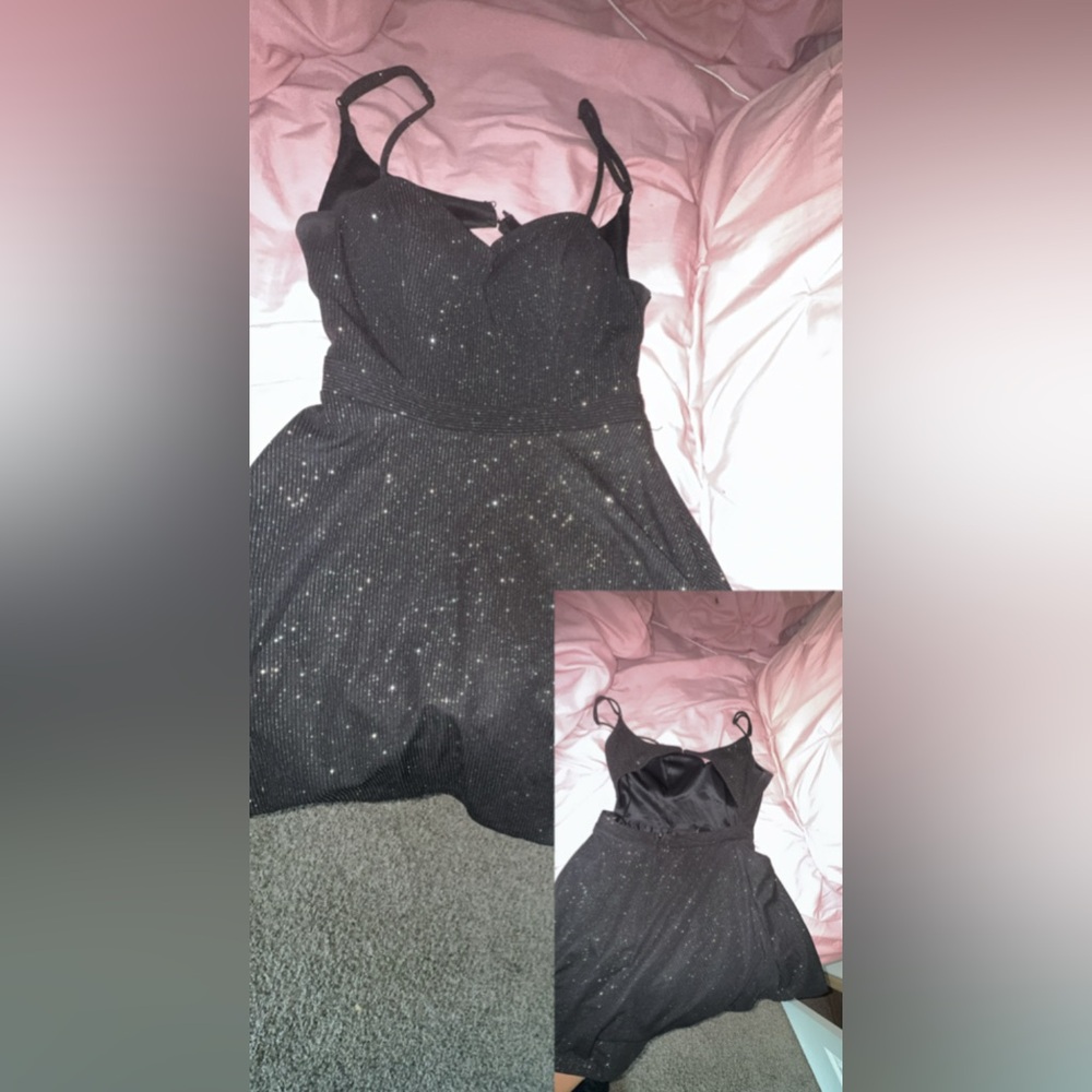 City Studio Black Glitter Mini Dress